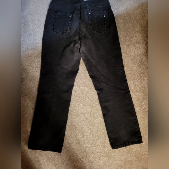 Northern Reflections size 12 petite pull on black straight leg jeans - Picture 6 of 7